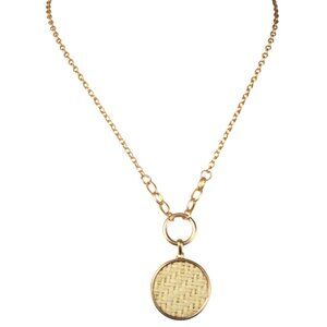 Christopher & Banks Gold Tone Necklace Round Pendant C&B